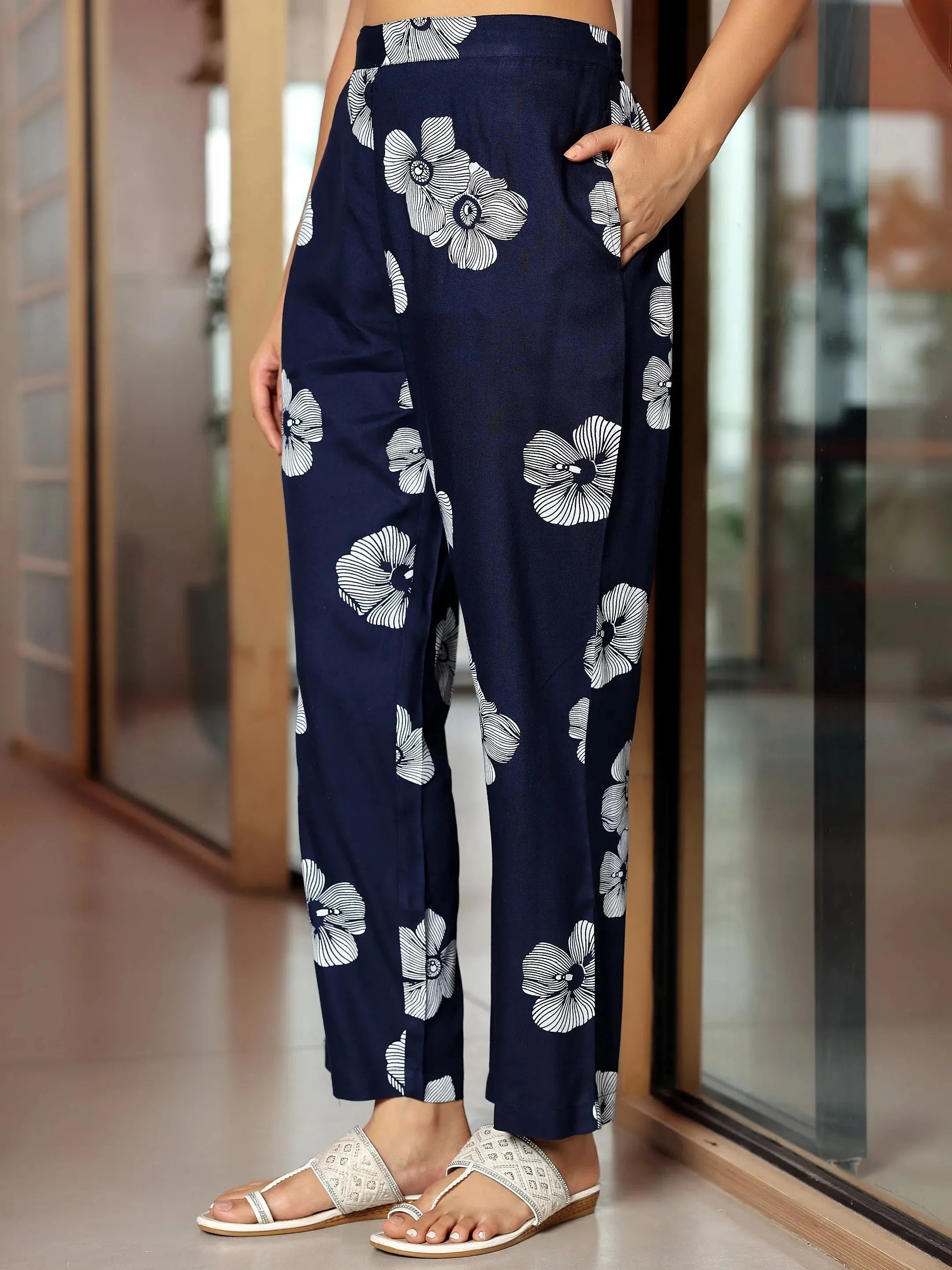 Blue Printed Rayon Co-Ords