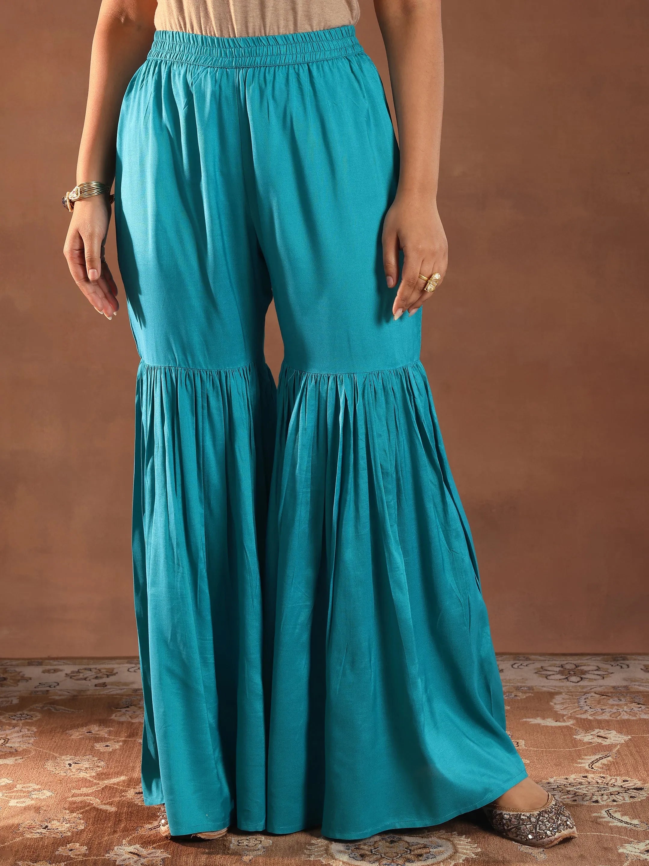 Green Woven Design Silk Blend Straight Suit With Dupatta