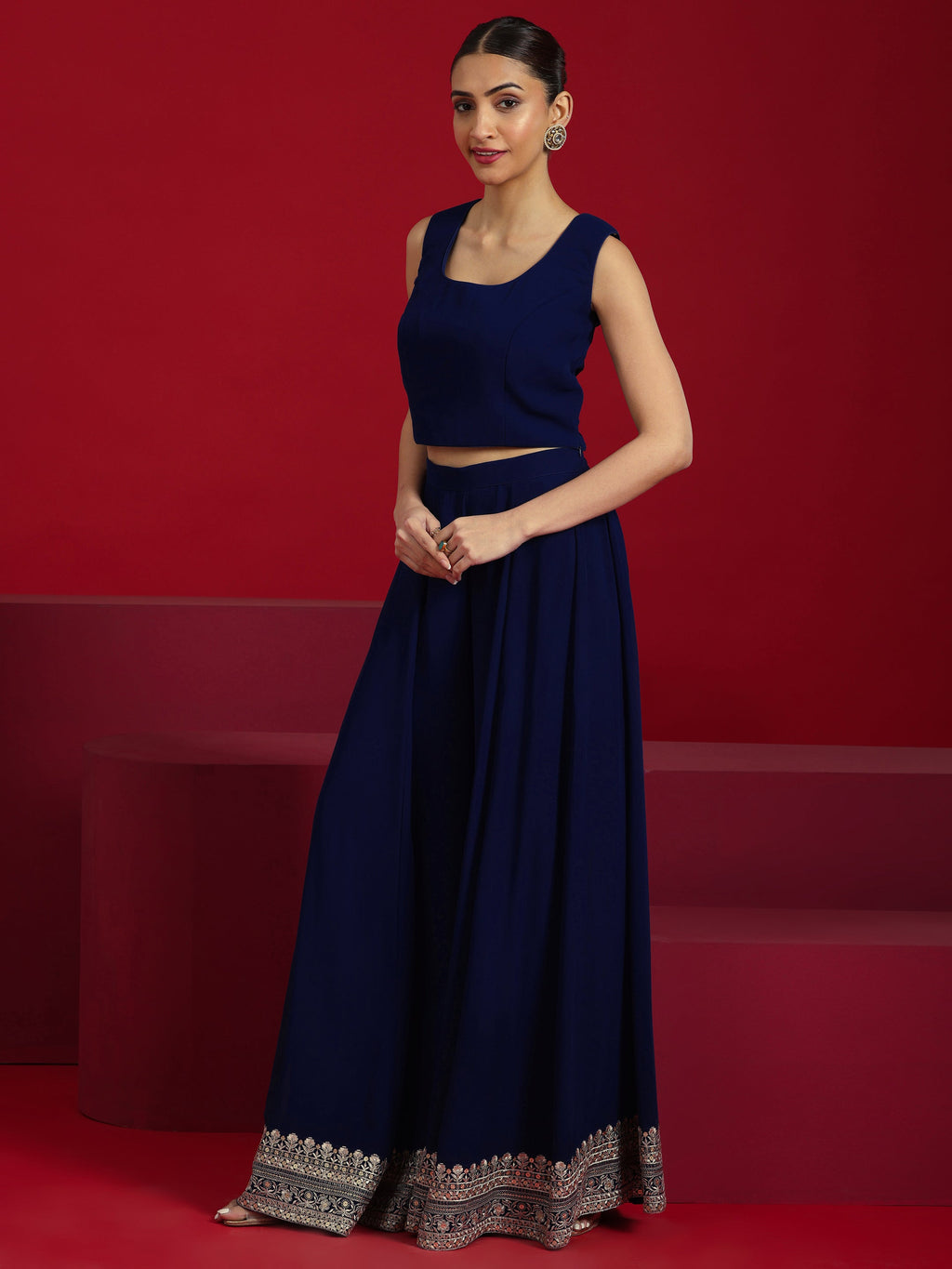 Libas Art Blue Embellished Georgette Co-Ord Sets