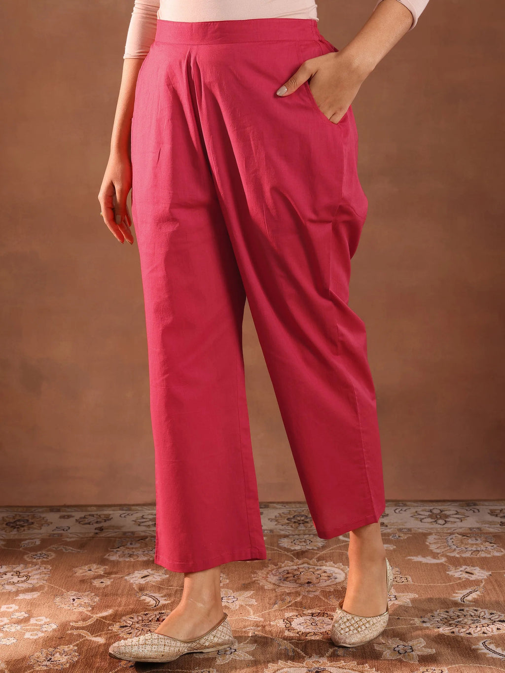 Pink Embroidered Chanderi Silk Straight Suit With Dupatta