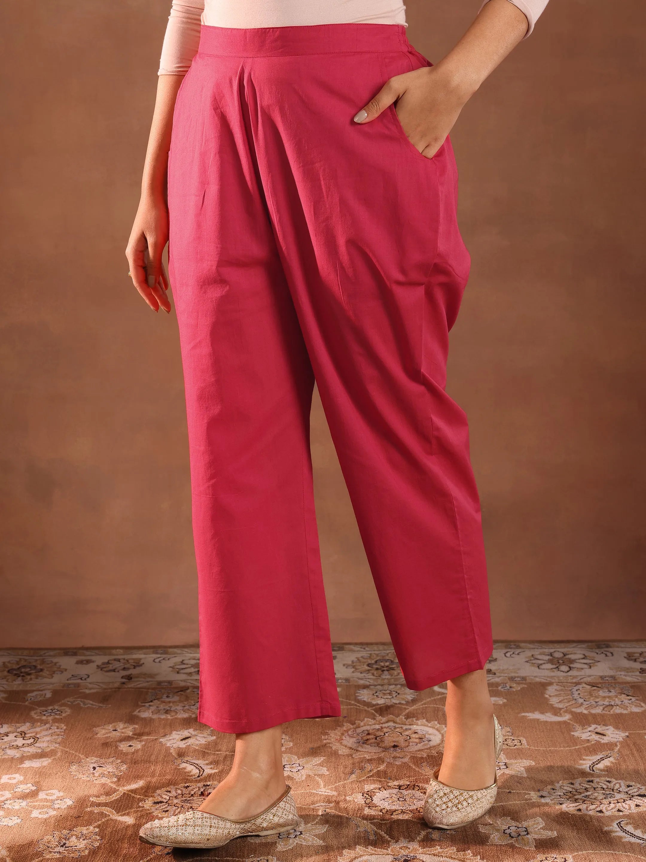 Pink Embroidered Chanderi Silk Straight Suit With Dupatta