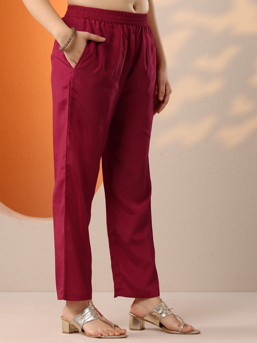 Pink Woven Design Silk Blend Straight Suit Set With Dupatta