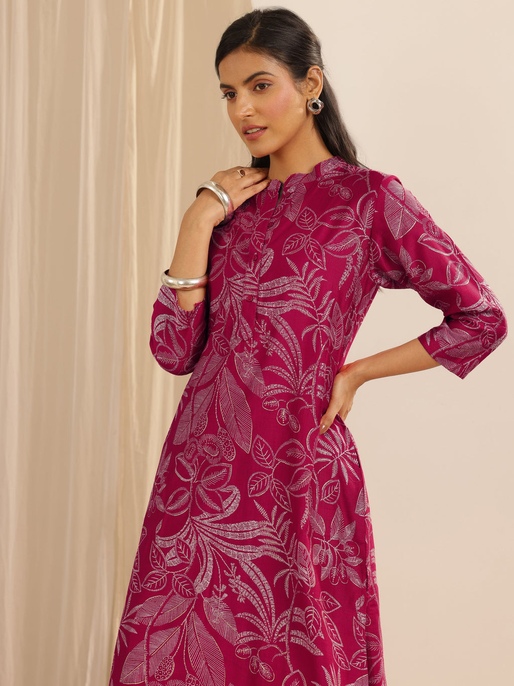 Pink Woven Design Silk Blend Co-Ord Sets