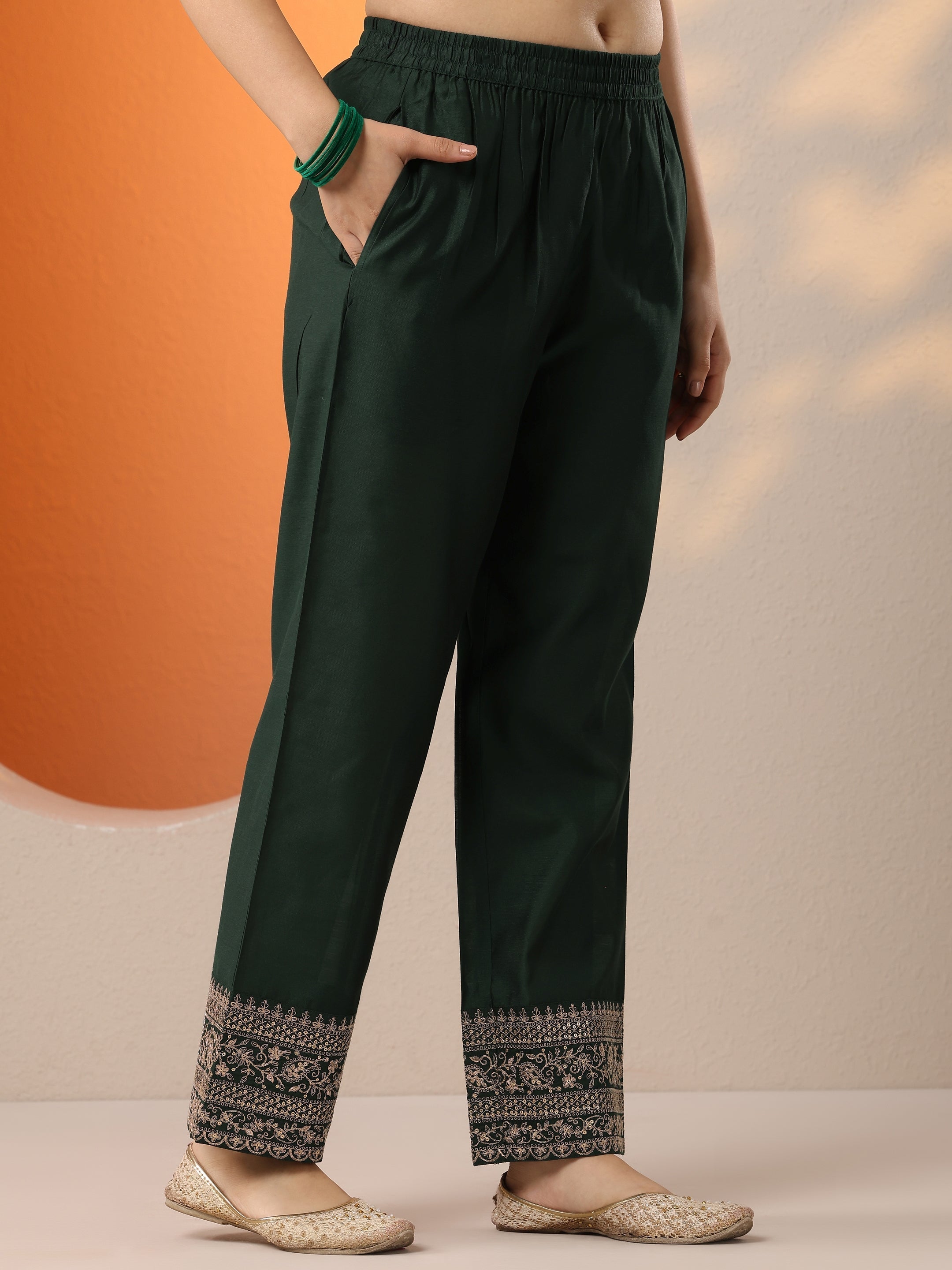 Malini Green Woven Design Silk Blend Anarkali Suit Set With Dupatta