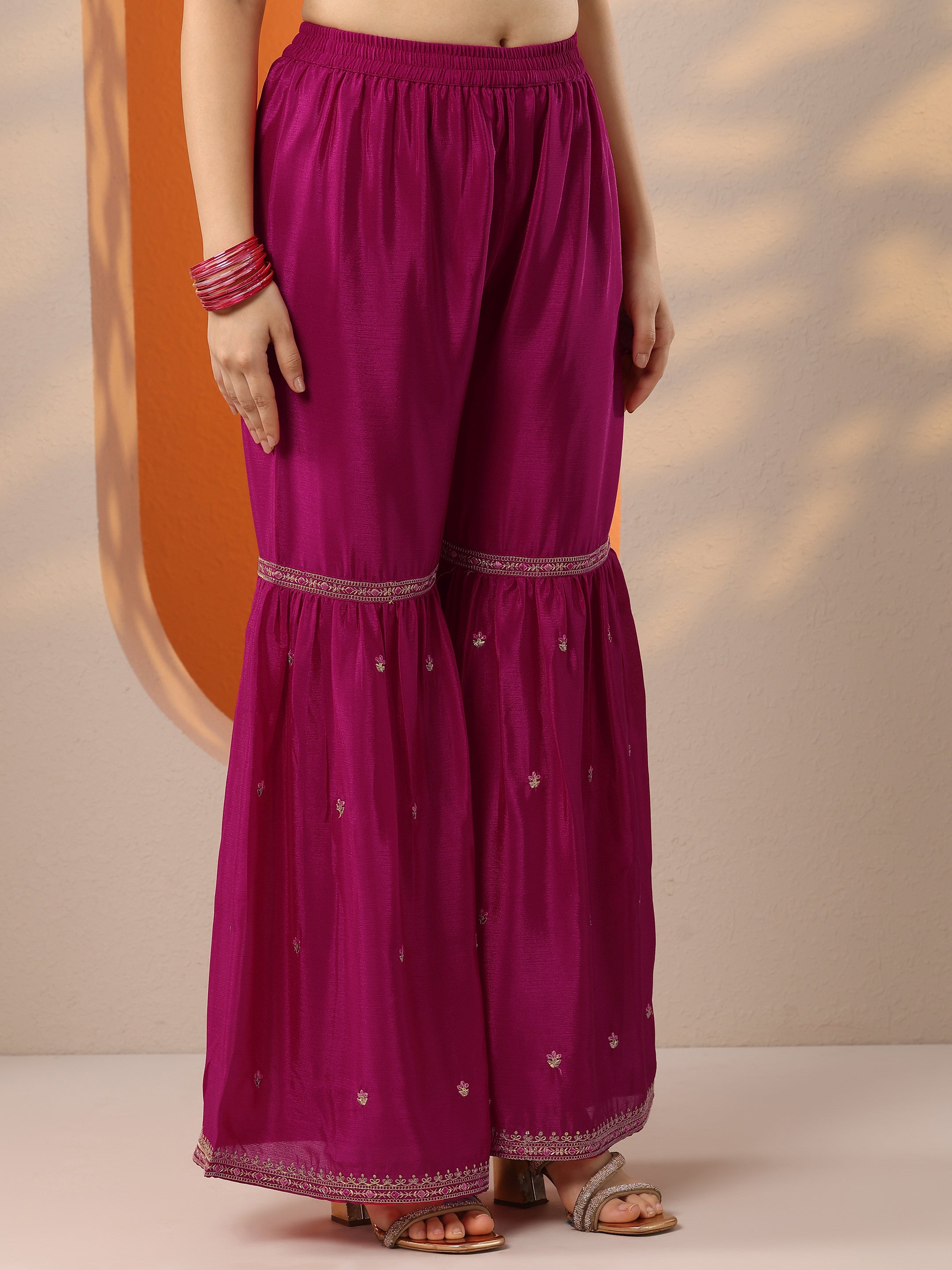 Pink Embroidered Chinon Straight Suit Set With Dupatta