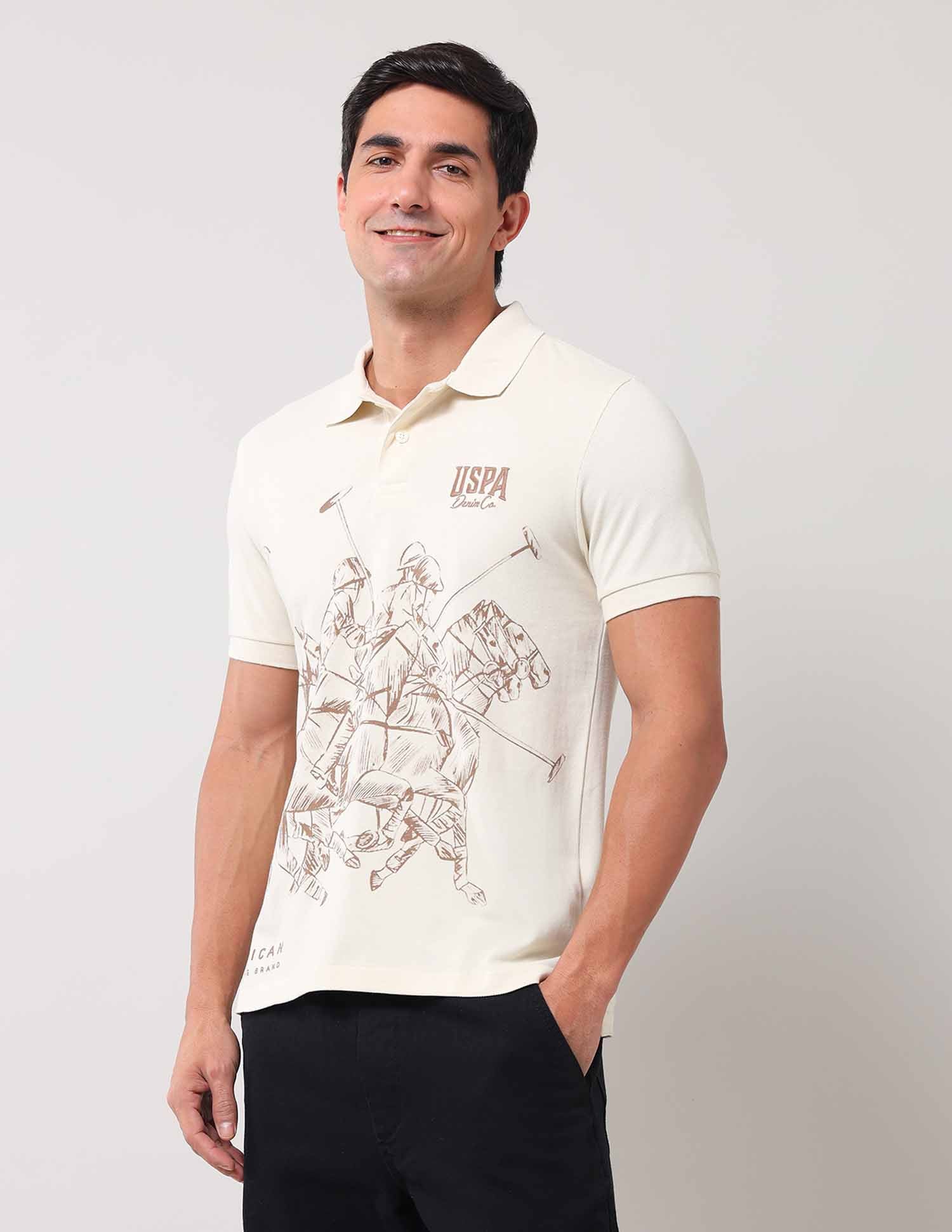 Brand Printed Muscle Fit Polo Shirt