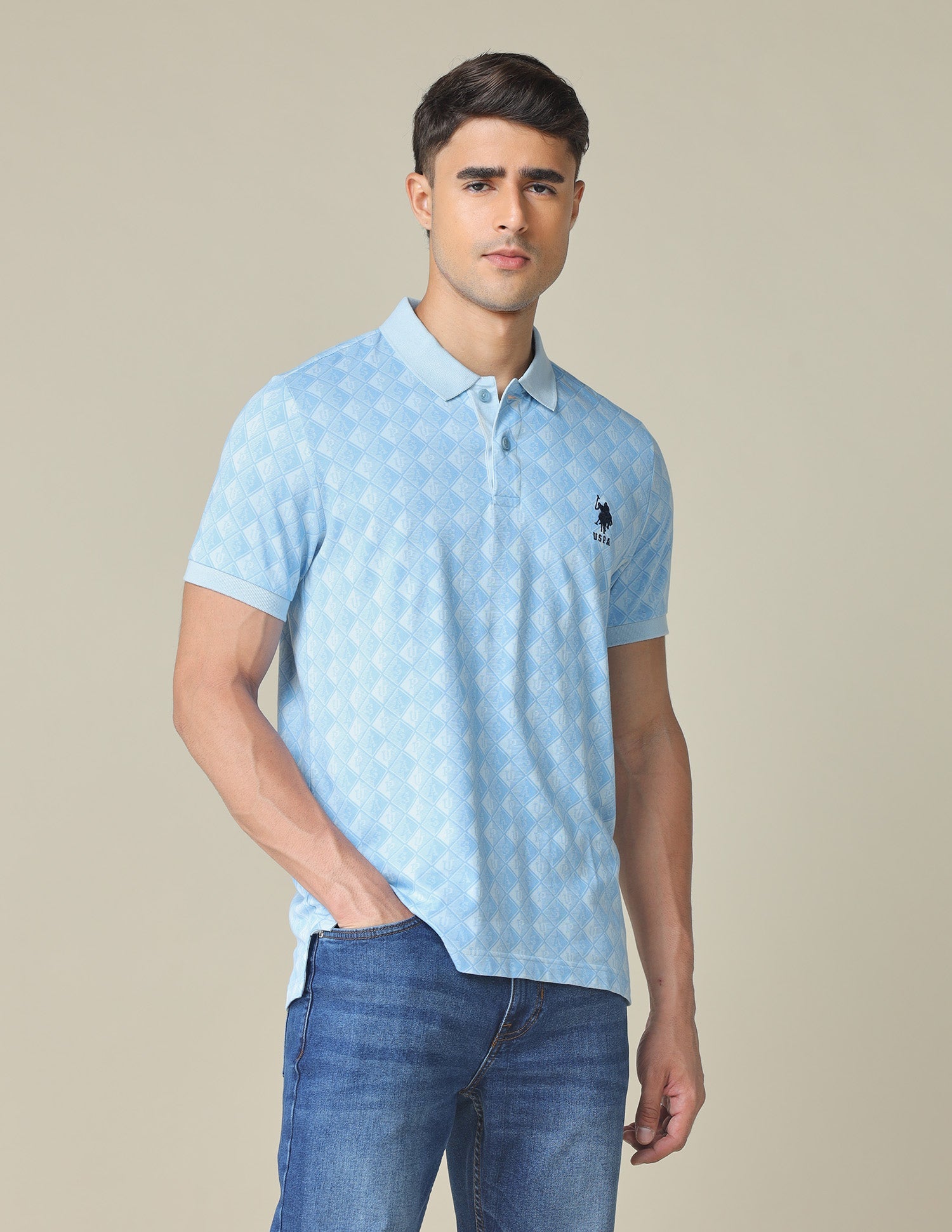 All-Over Printed Regular Fit Polo Shirt