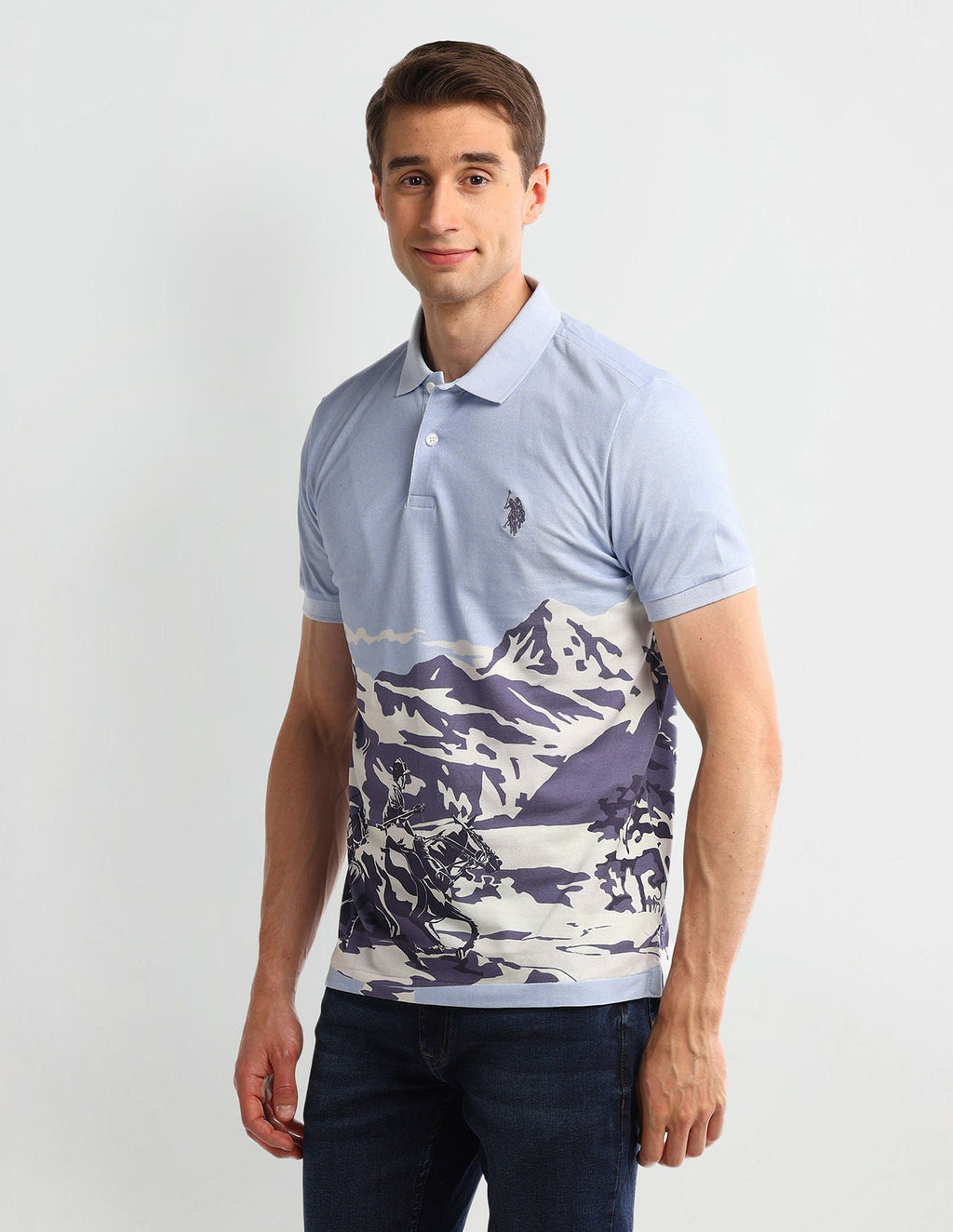 Muscle Fit Graphic Cotton Polo Shirt