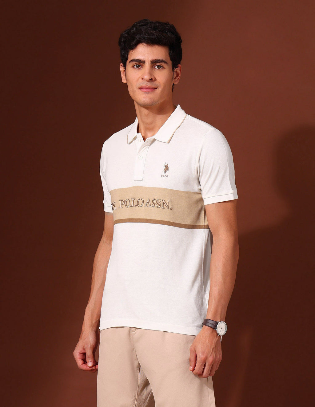 Brand Embroidered Pure Cotton Varsity Polo Shirt