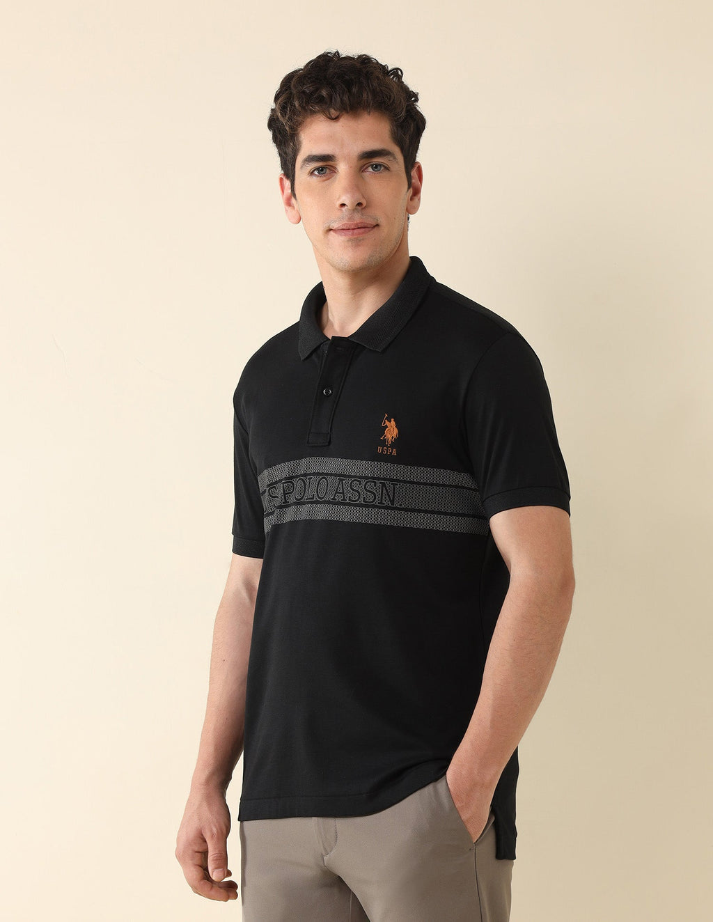 Brand Printed Modern Monochrome Polo Shirt