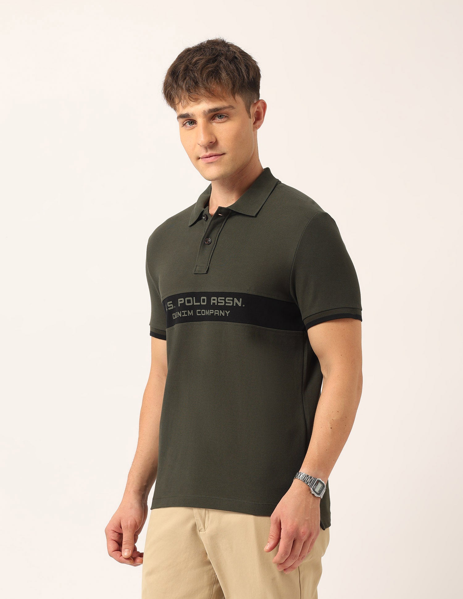 Brand Embossed Muscle Fit Polo Shirt