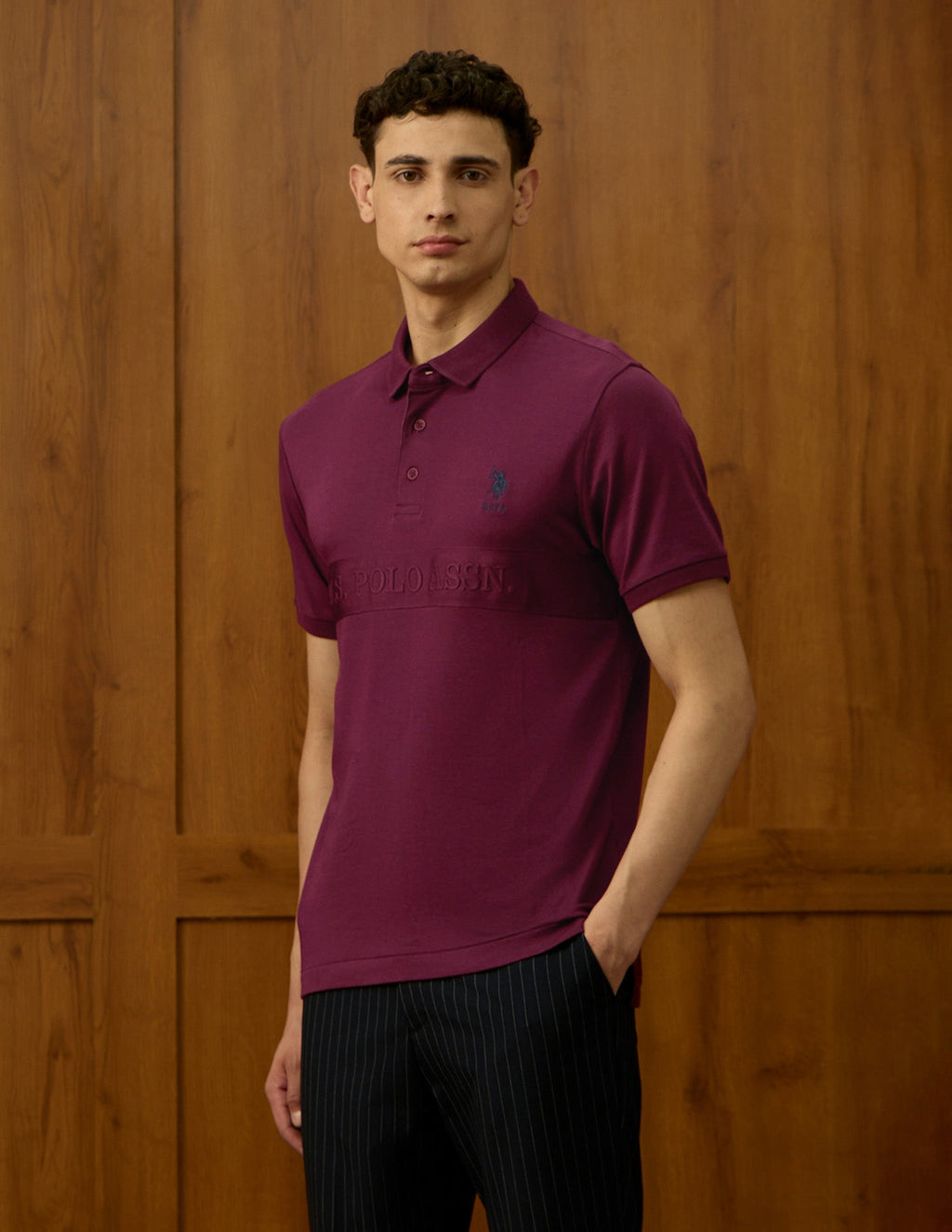 Brand Embroidered Varsity Polo Shirt