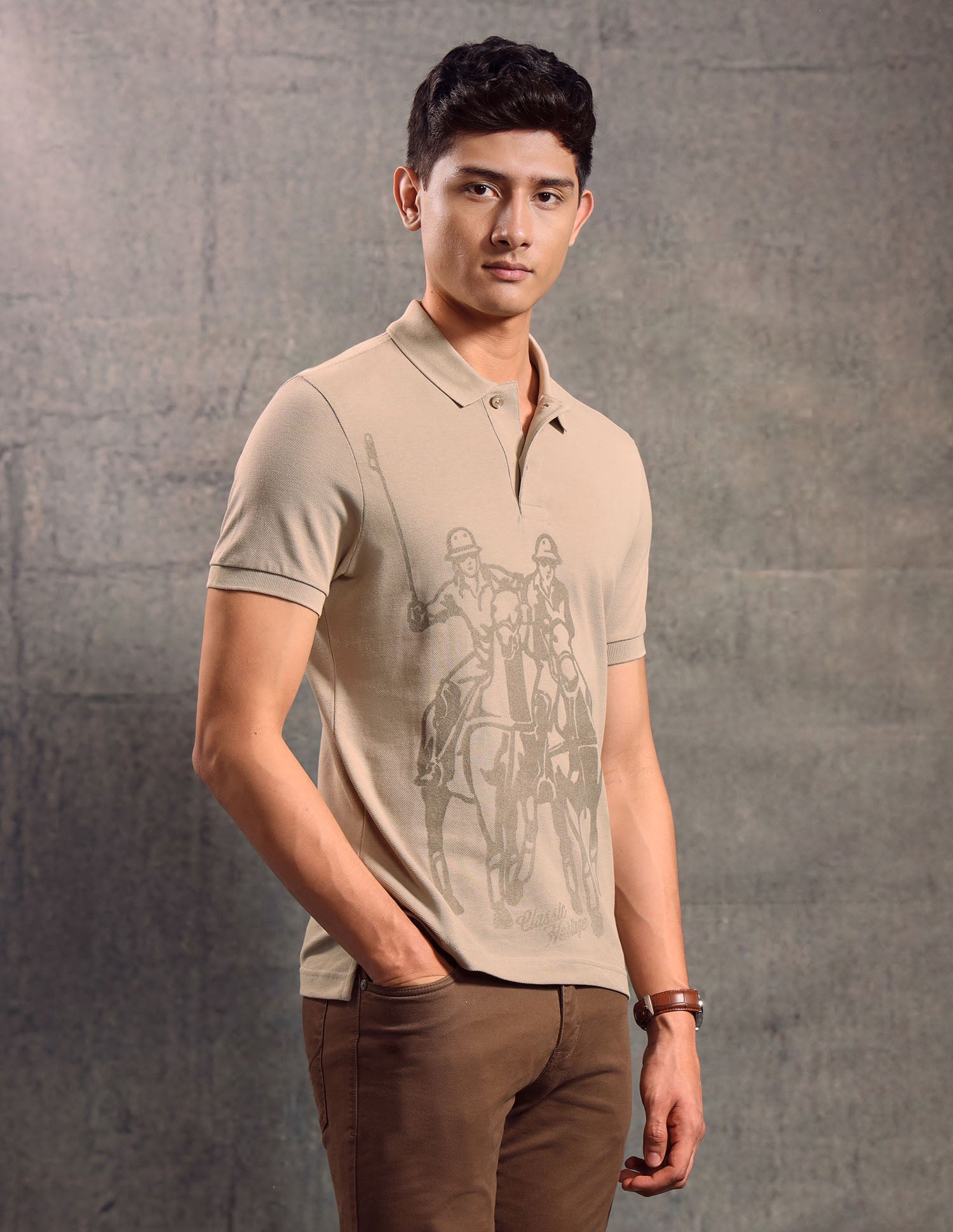 Graphic Printed Muscle Fit Polo shirt