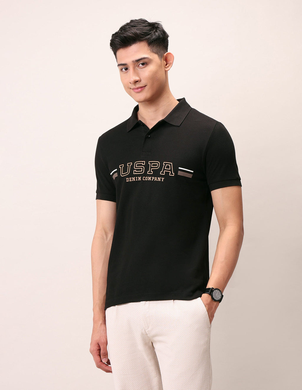 Brand Embossed Muscle Fit Polo Shirt