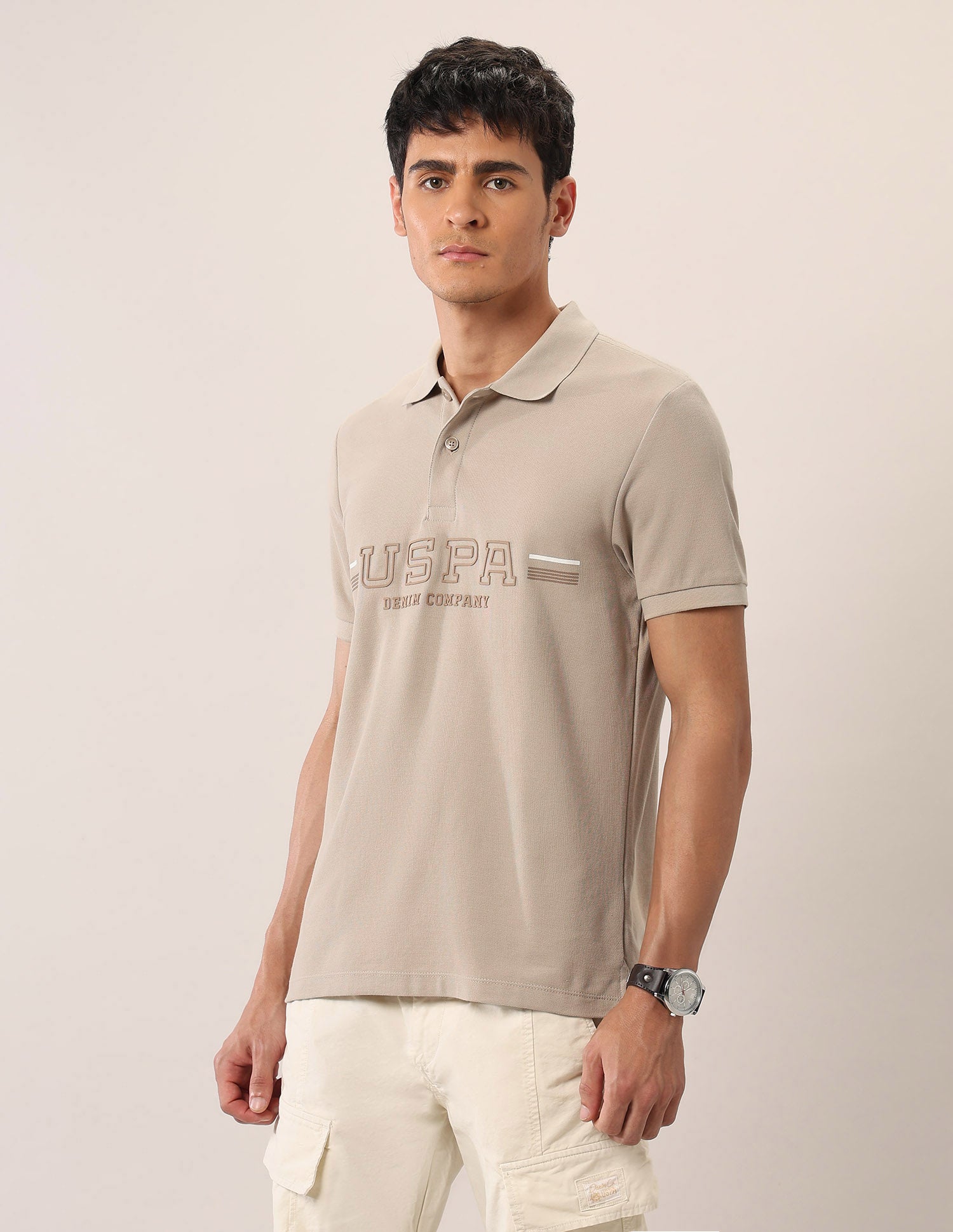 Brand Embossed Muscle Fit Polo Shirt