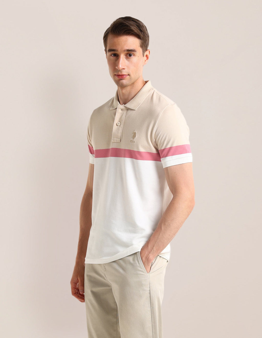 Colour Blocked Slim Fit Polo Shirt