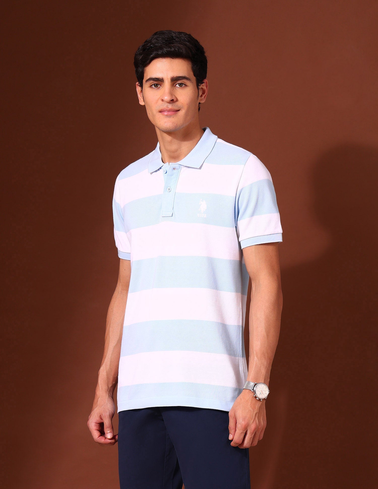 Horizontal Striped Work and Wander Polo Shirt