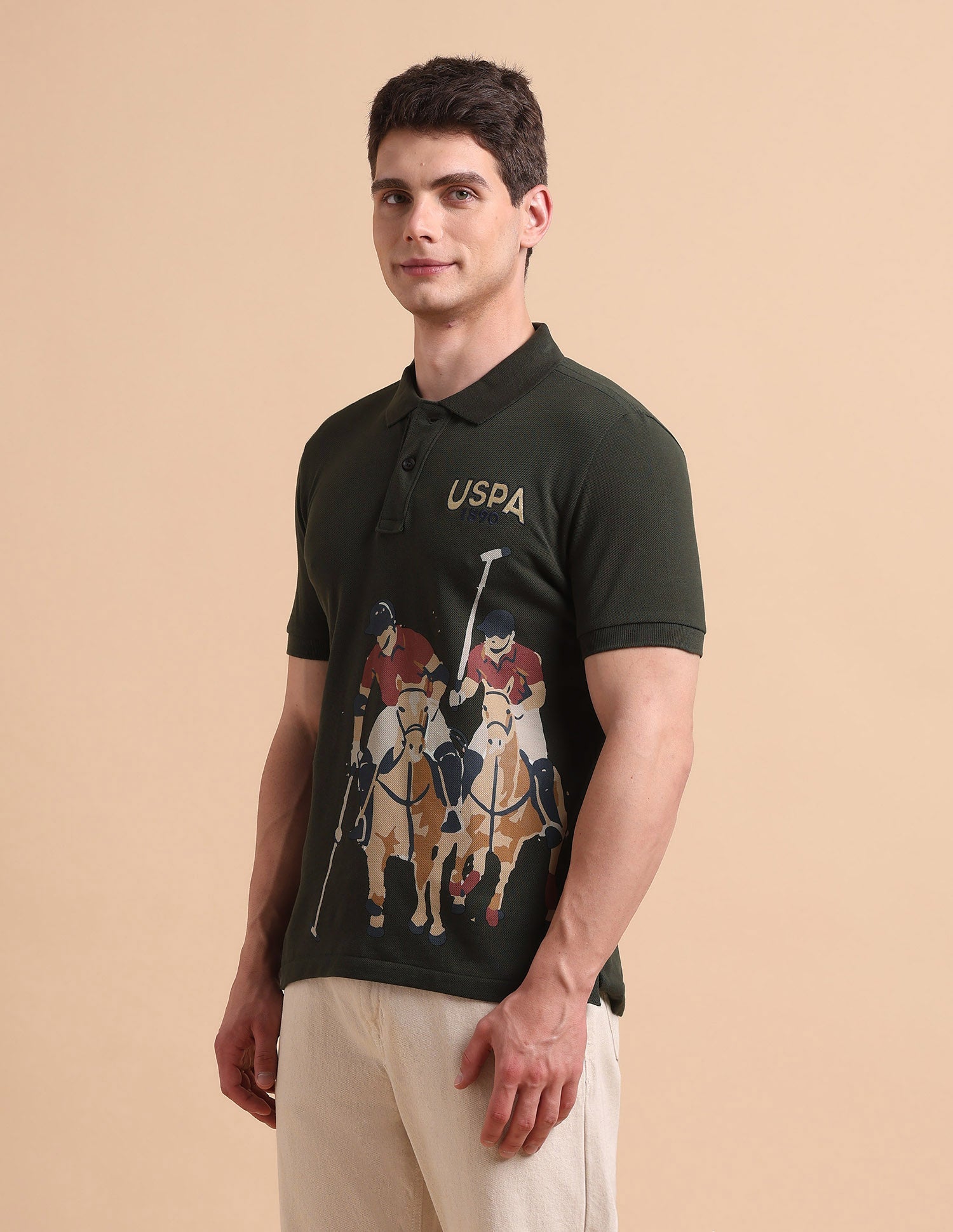 Brand Printed Pure Cotton Polo Shirt