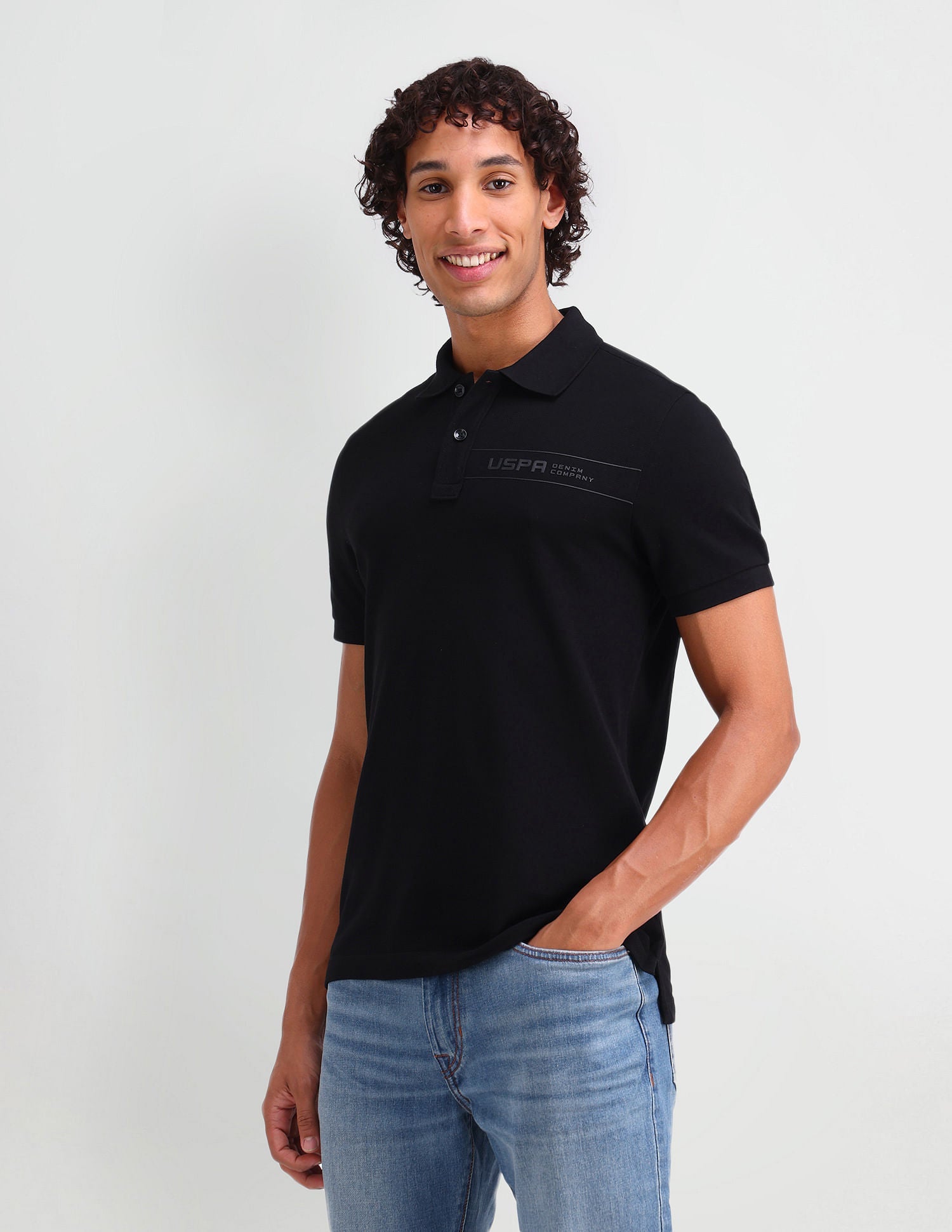 Muscle Fit Brand Printed Polo Shirt