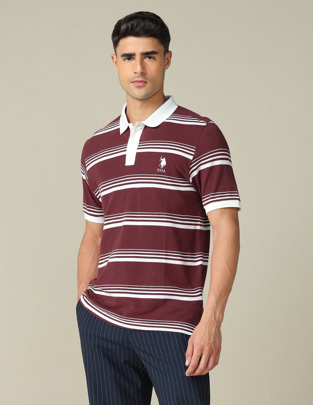 Horizontal Striped Regular Fit Polo Shirt