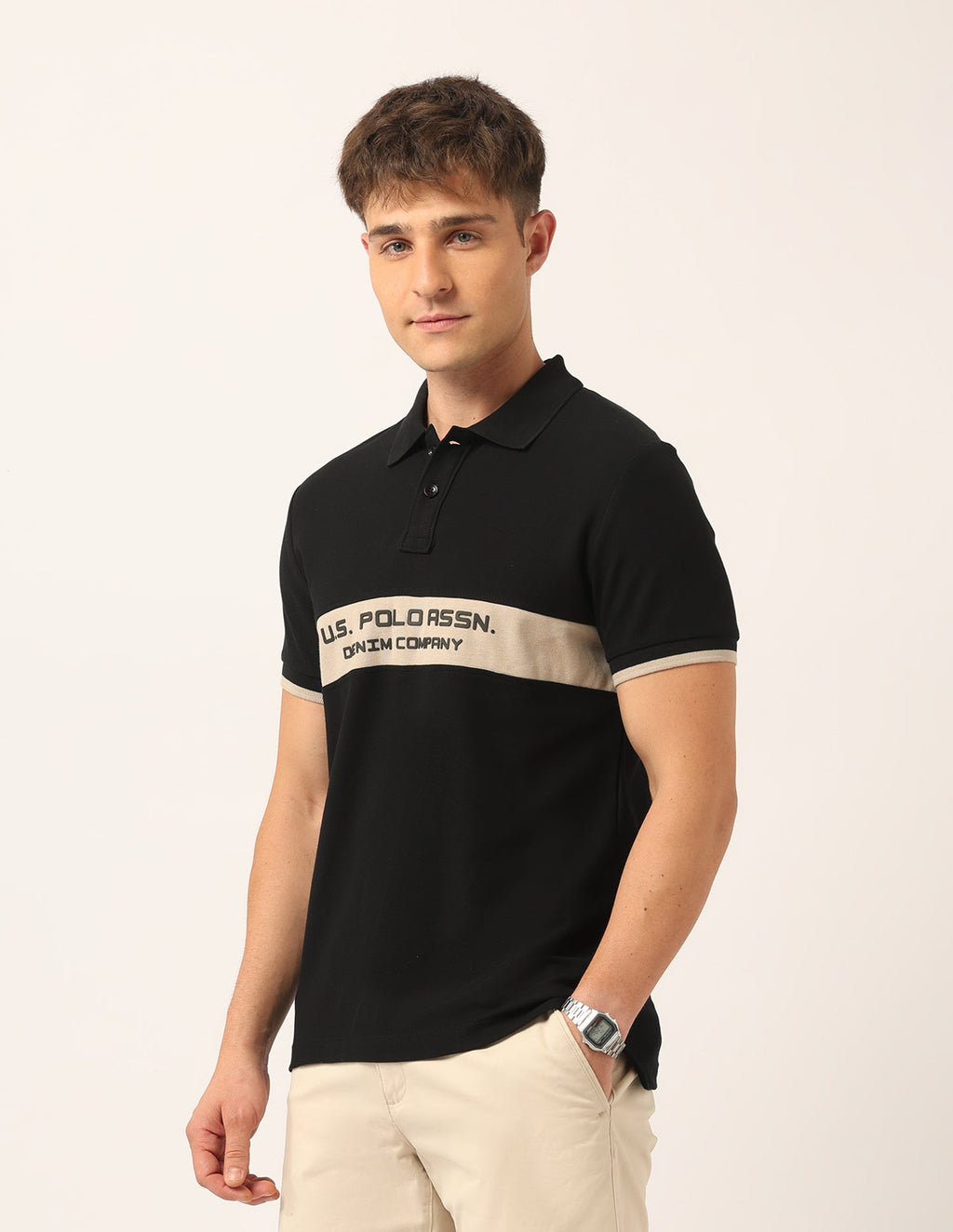 Brand Embossed Muscle Fit Polo Shirt