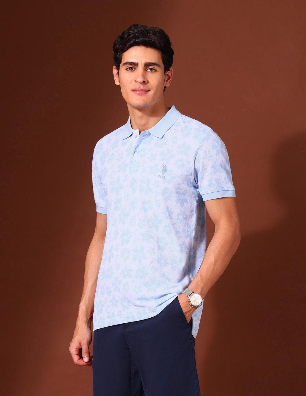 Floral Printed Work and Wander Polo Shirt