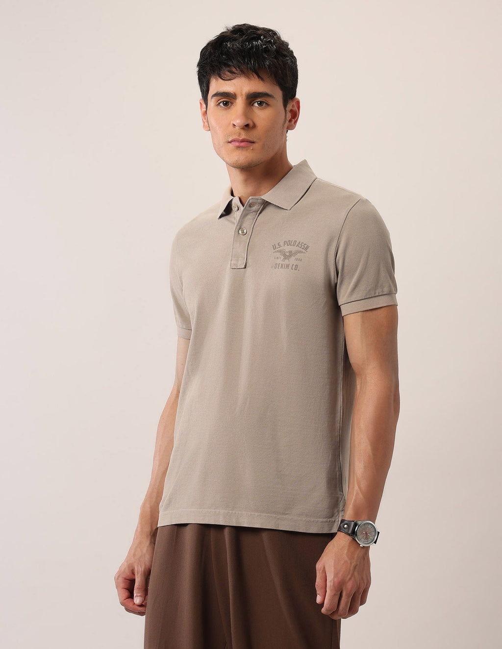Brand Printed Muscle Fit Polo Shirt