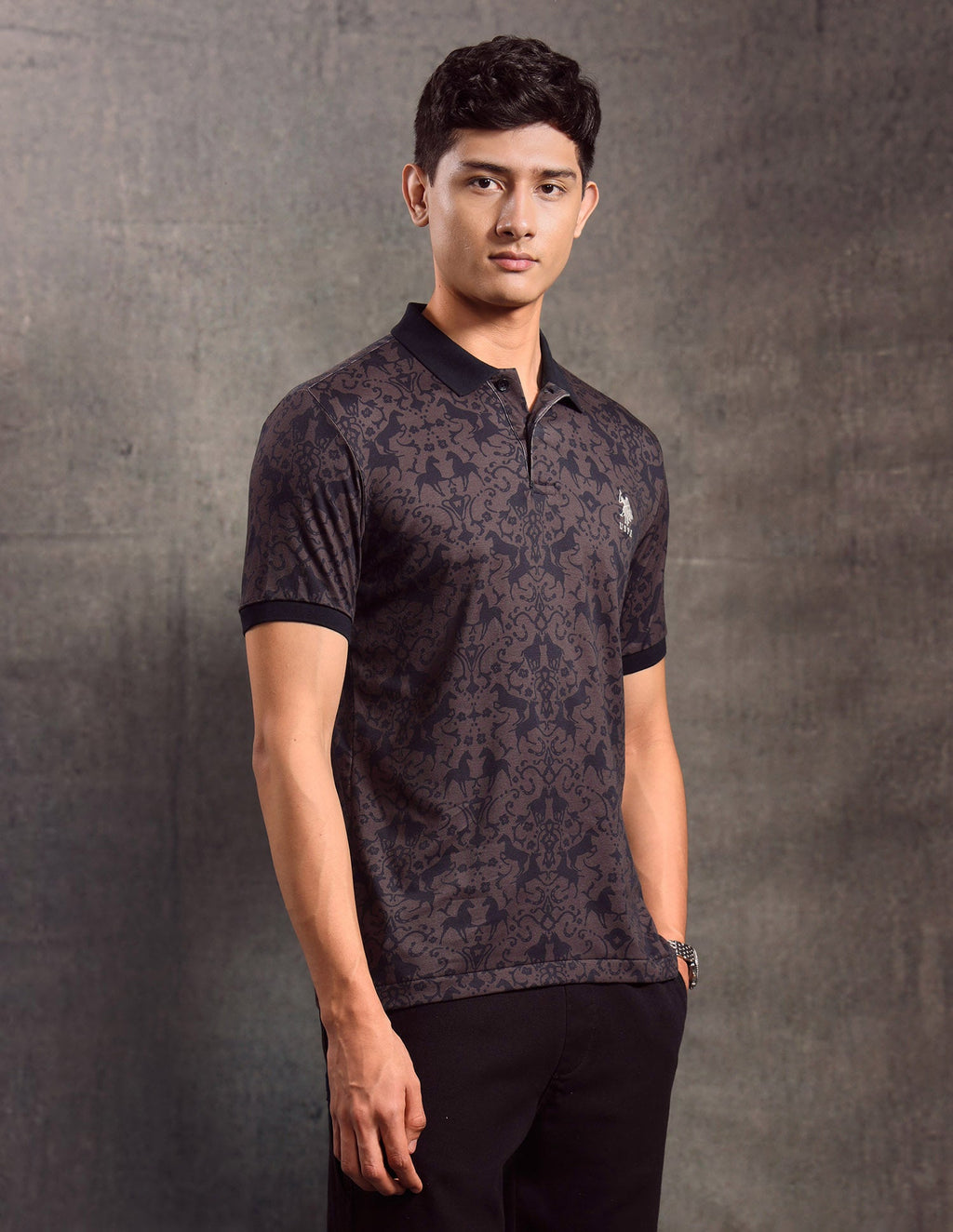 All-Over Printed Muscle Fit Polo shirt