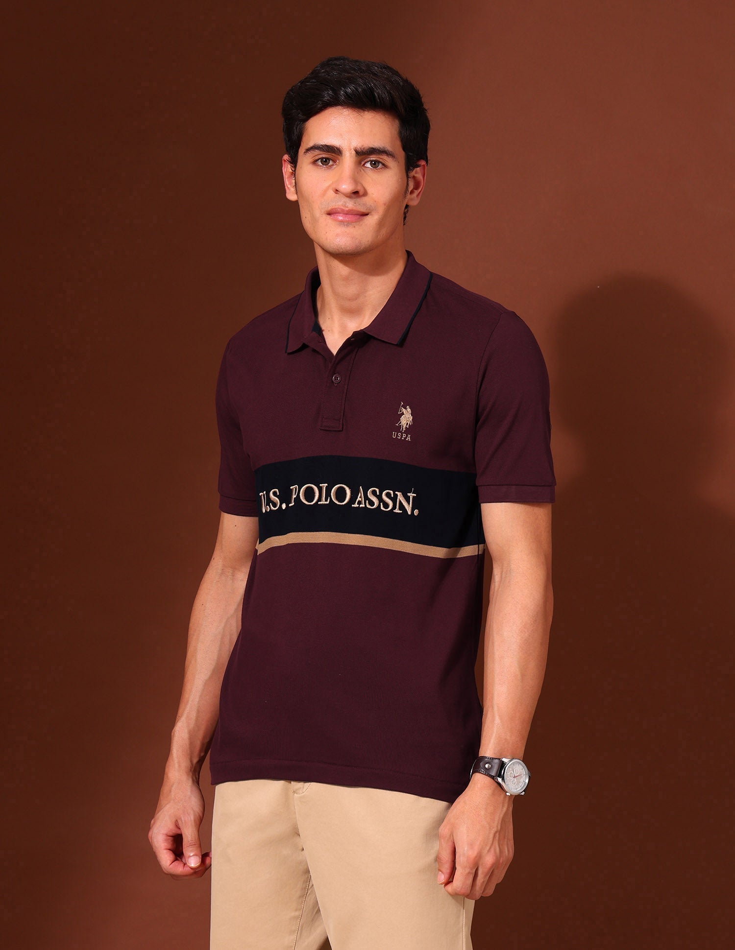 Brand Embroidered Pure Cotton Varsity Polo Shirt
