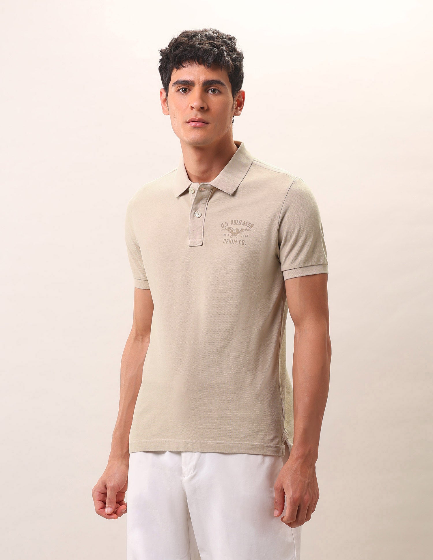 Brand Printed Pure Cotton Polo Shirt