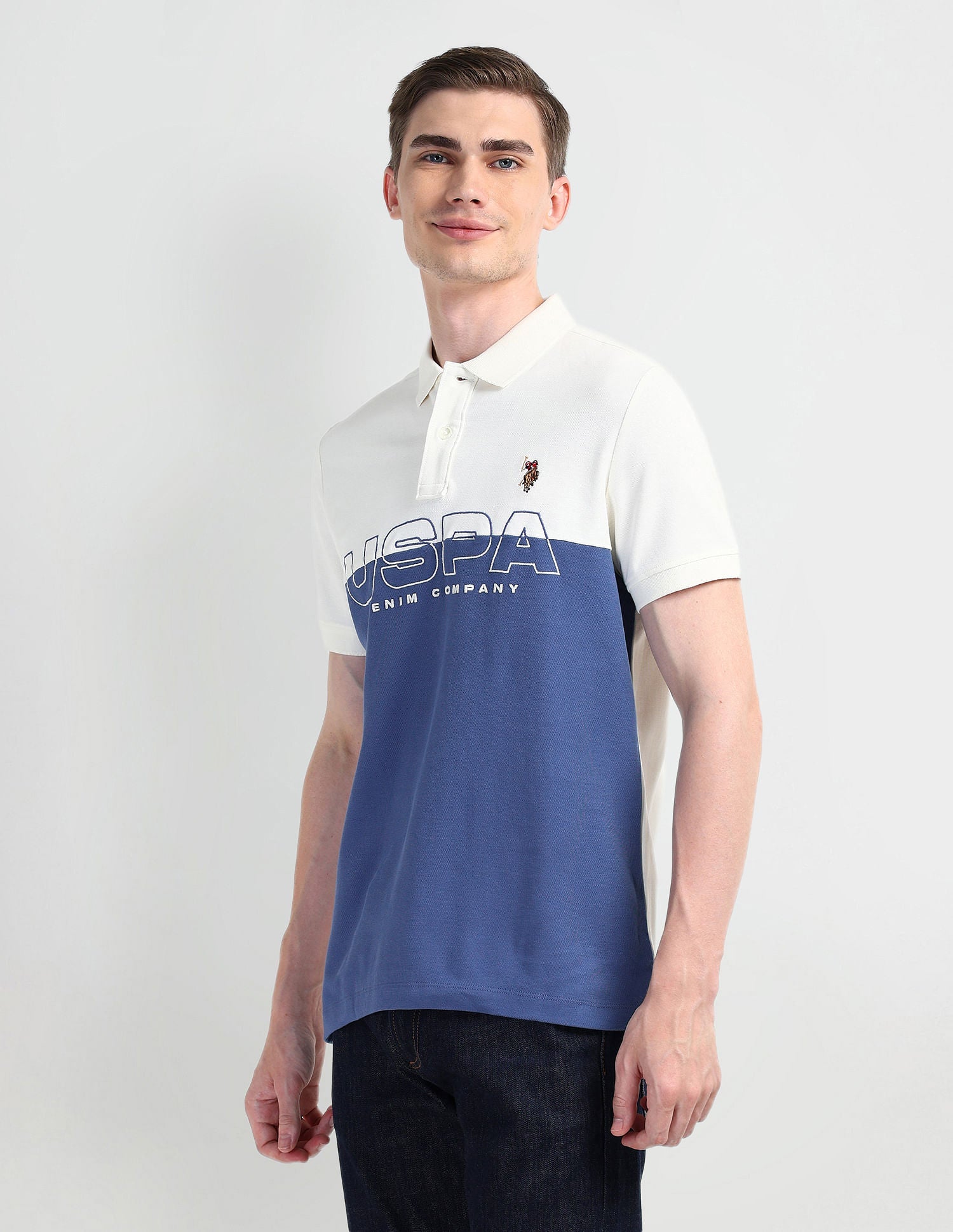 Muscle Fit Colour Blocked Polo Shirt