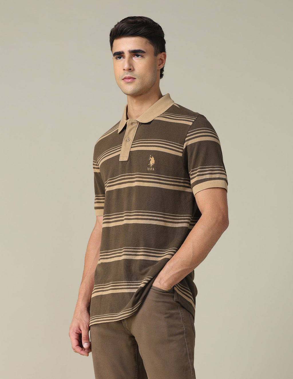 Horizontal Striped Regular Fit Polo Shirt