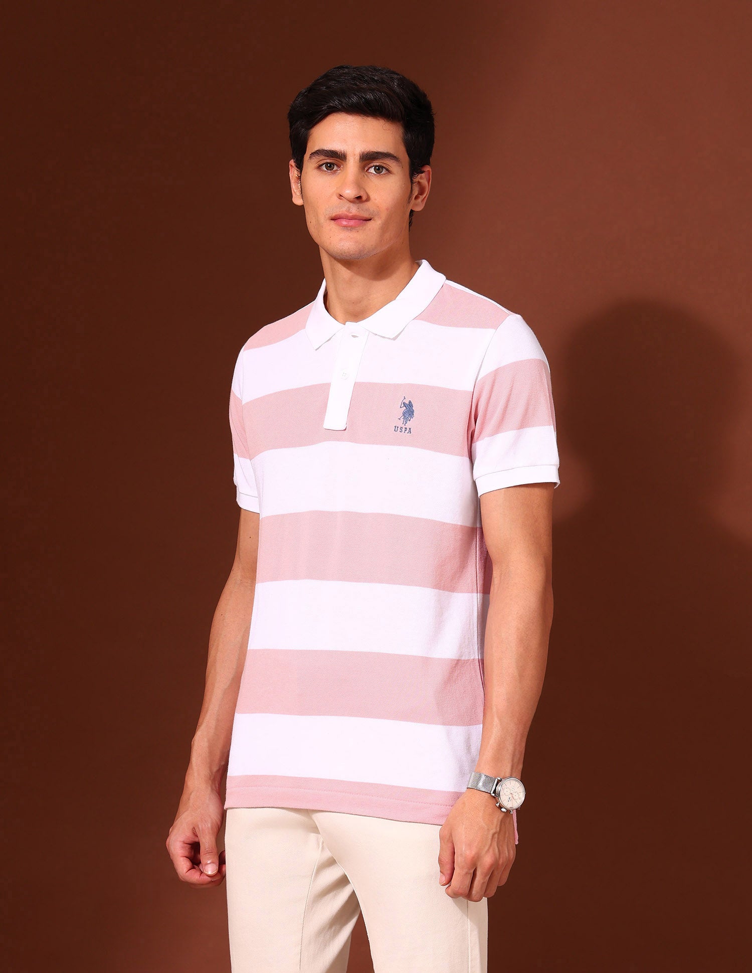 Horizontal Striped Work and Wander Polo Shirt