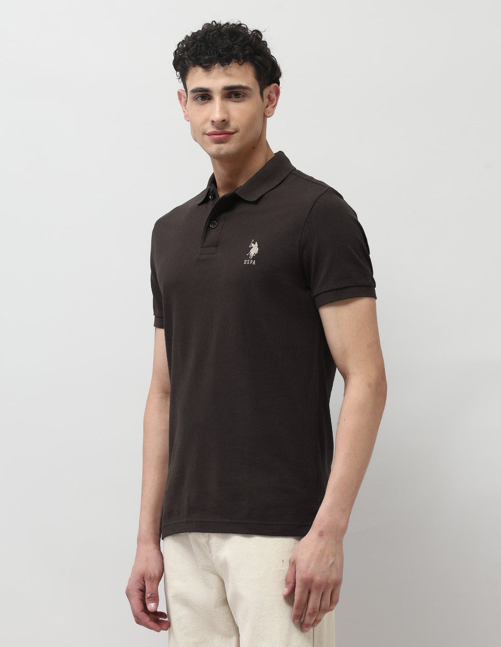 Brand Embroidered Muscle Fit Polo Shirt