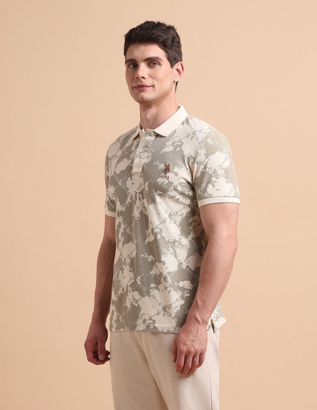 Abstract Printed Pure Cotton Polo Shirt