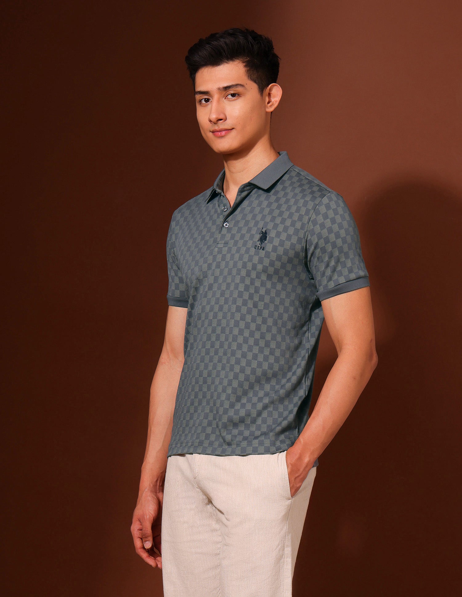 Checked Slim Fit Polo Shirt