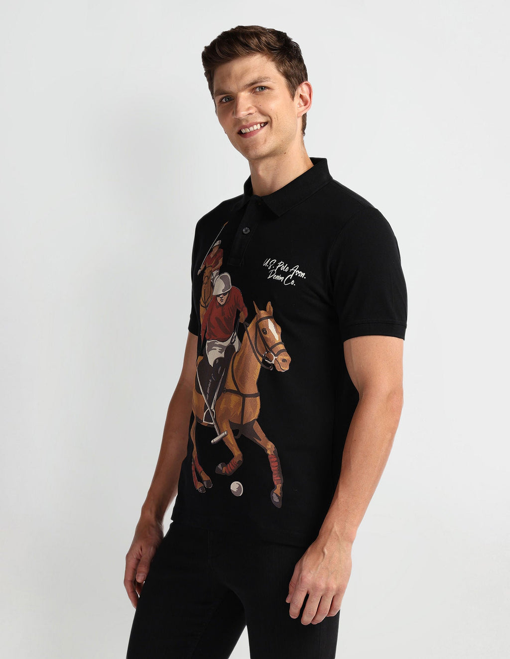 Graphic Print Muscle Fit Polo Shirt