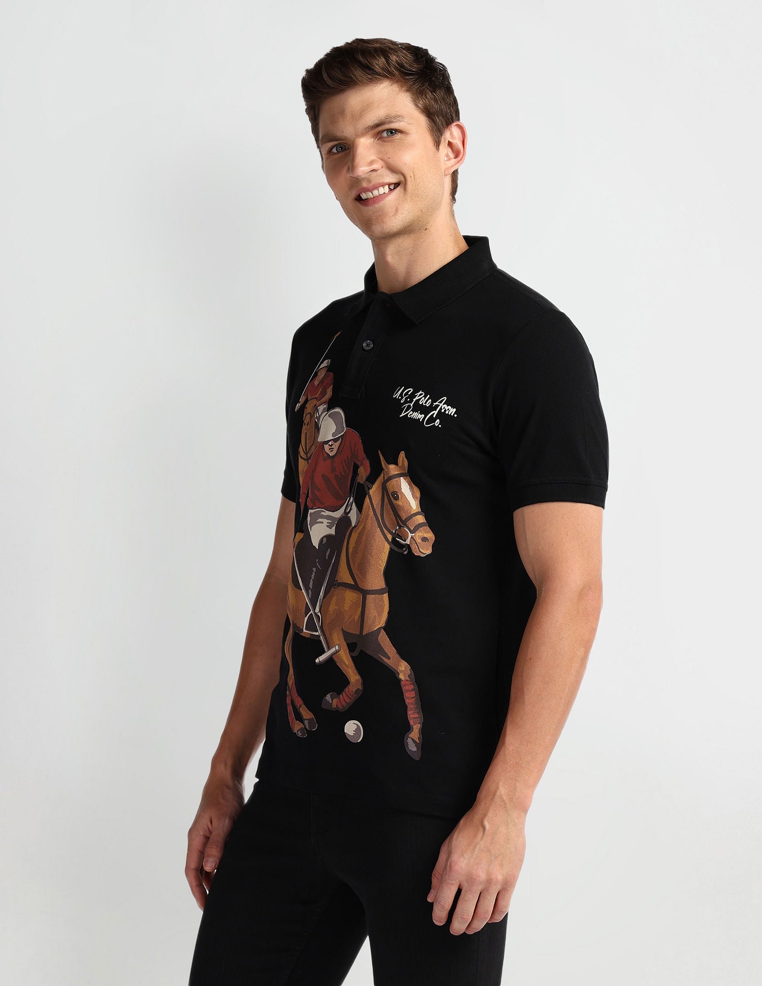 Graphic Print Muscle Fit Polo Shirt