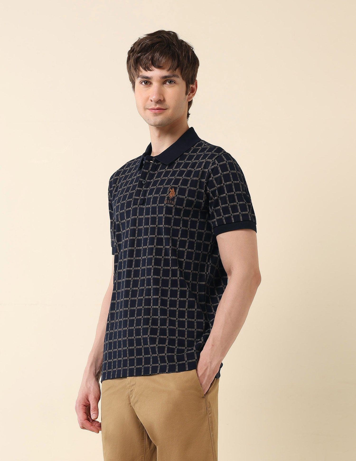 Brand Printed Gold Cup Polo Shirt
