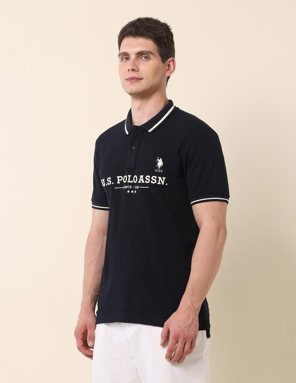 Brand Embroidered Gold Cup Polo Shirt