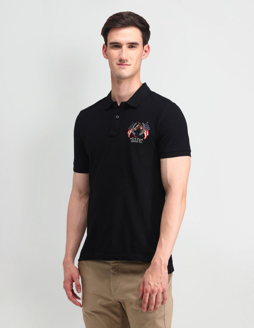Brand Embroidered Cotton Polo Shirt