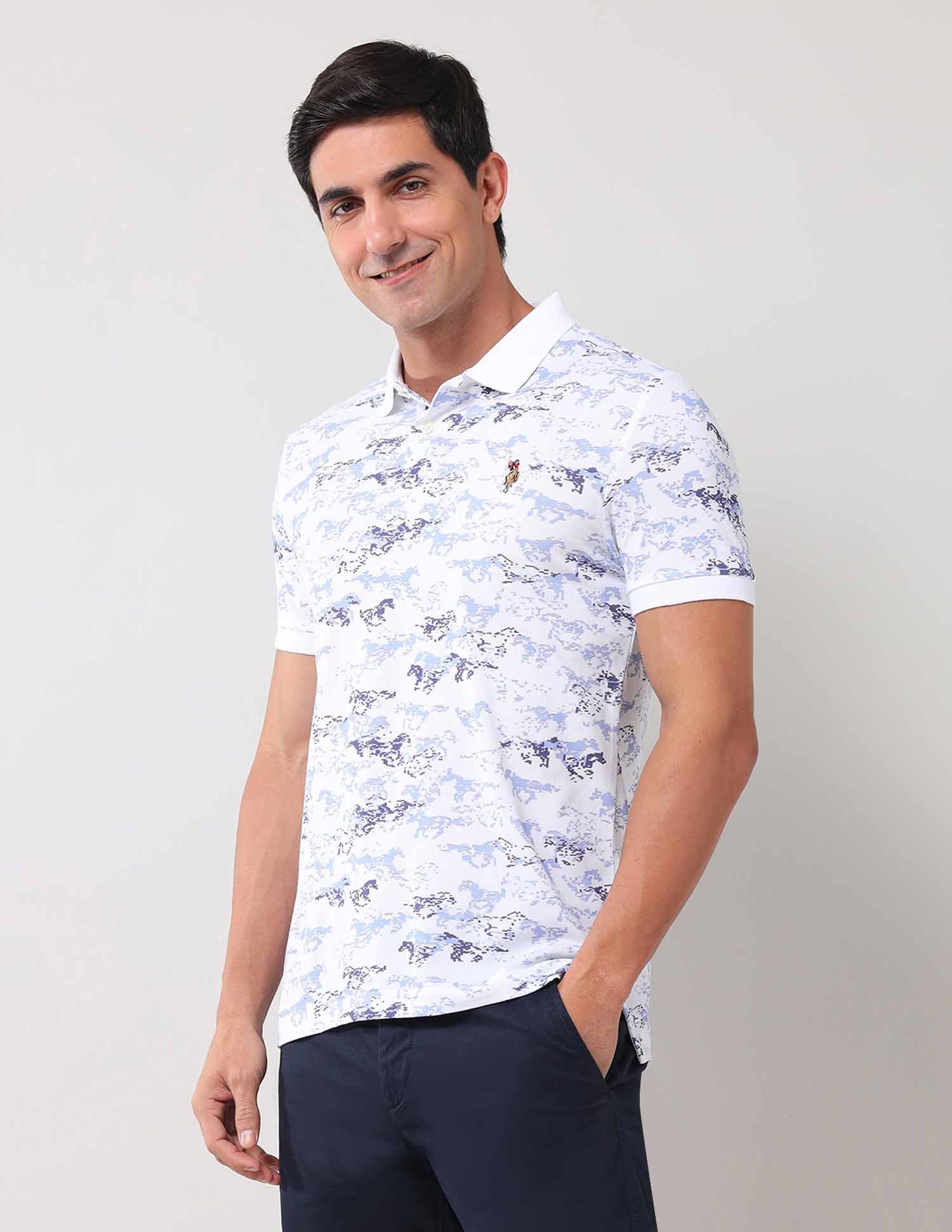 Abstract Printed Pure Cotton Polo Shirt