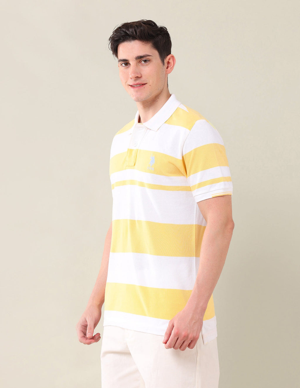 Horizontal Stripes Pure Cotton Polo Shirt