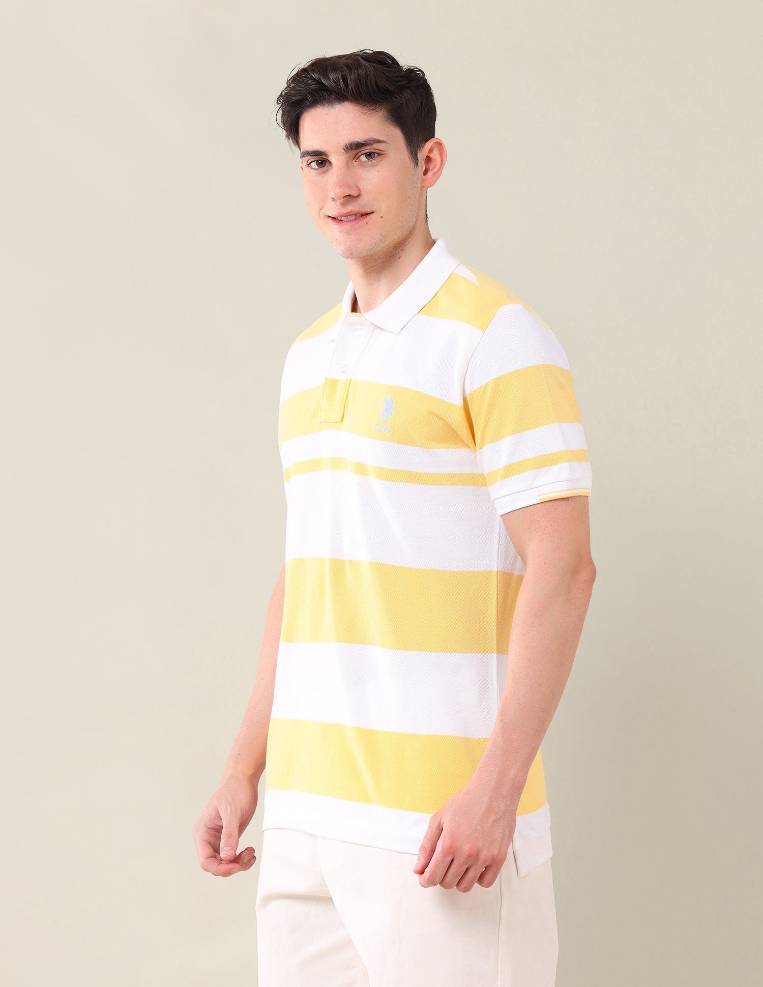 Horizontal Stripes Pure Cotton Polo Shirt