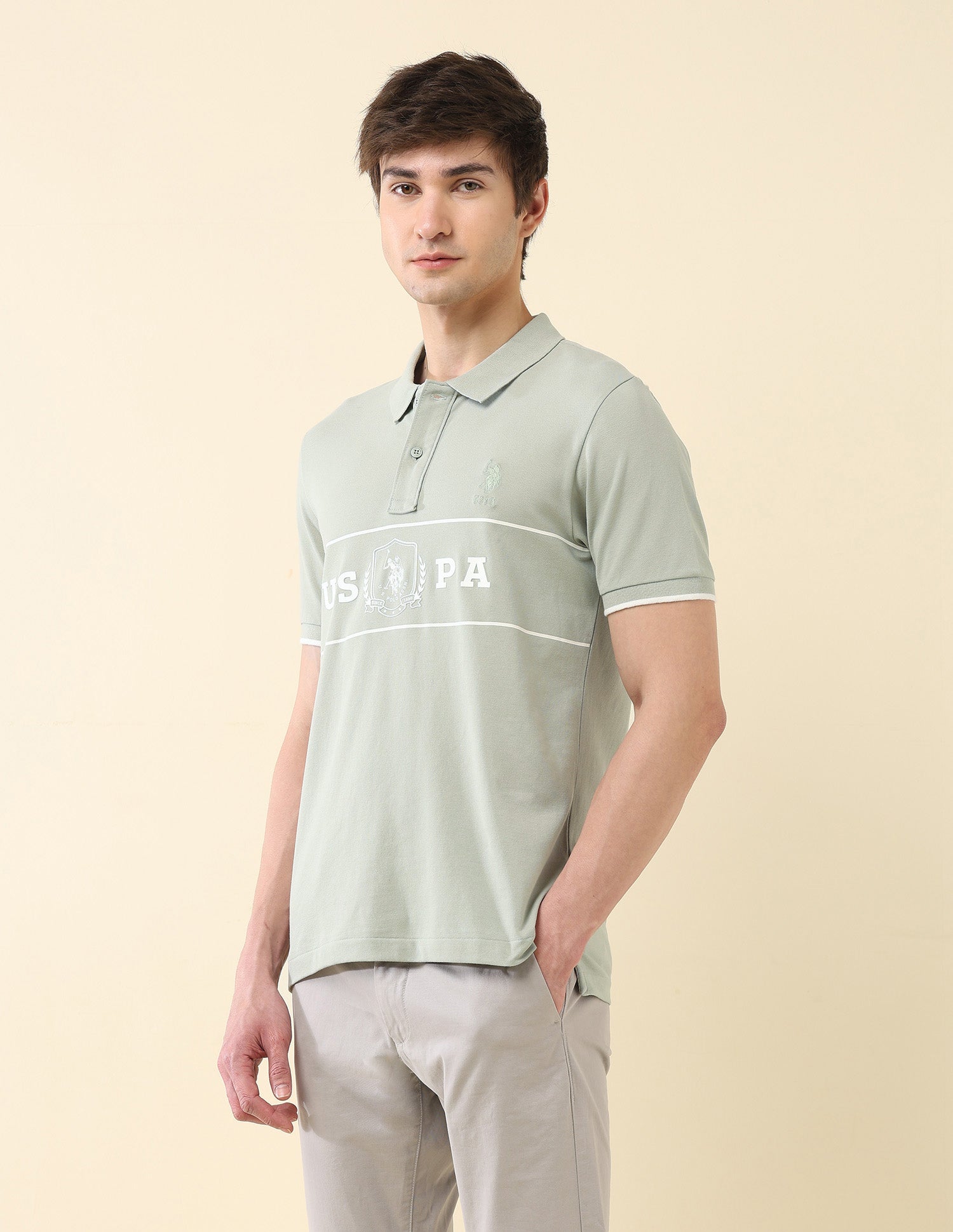 Brand Printed Slim Fit Classic Polo Shirt