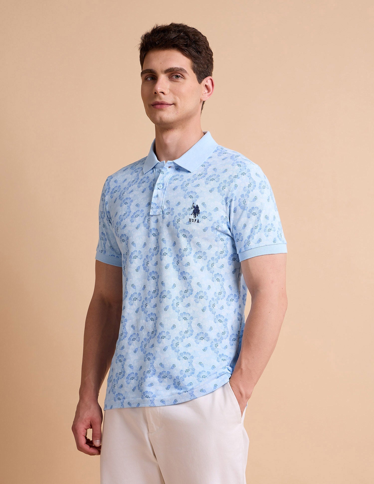 Floral Printed Pure Cotton Polo Shirt