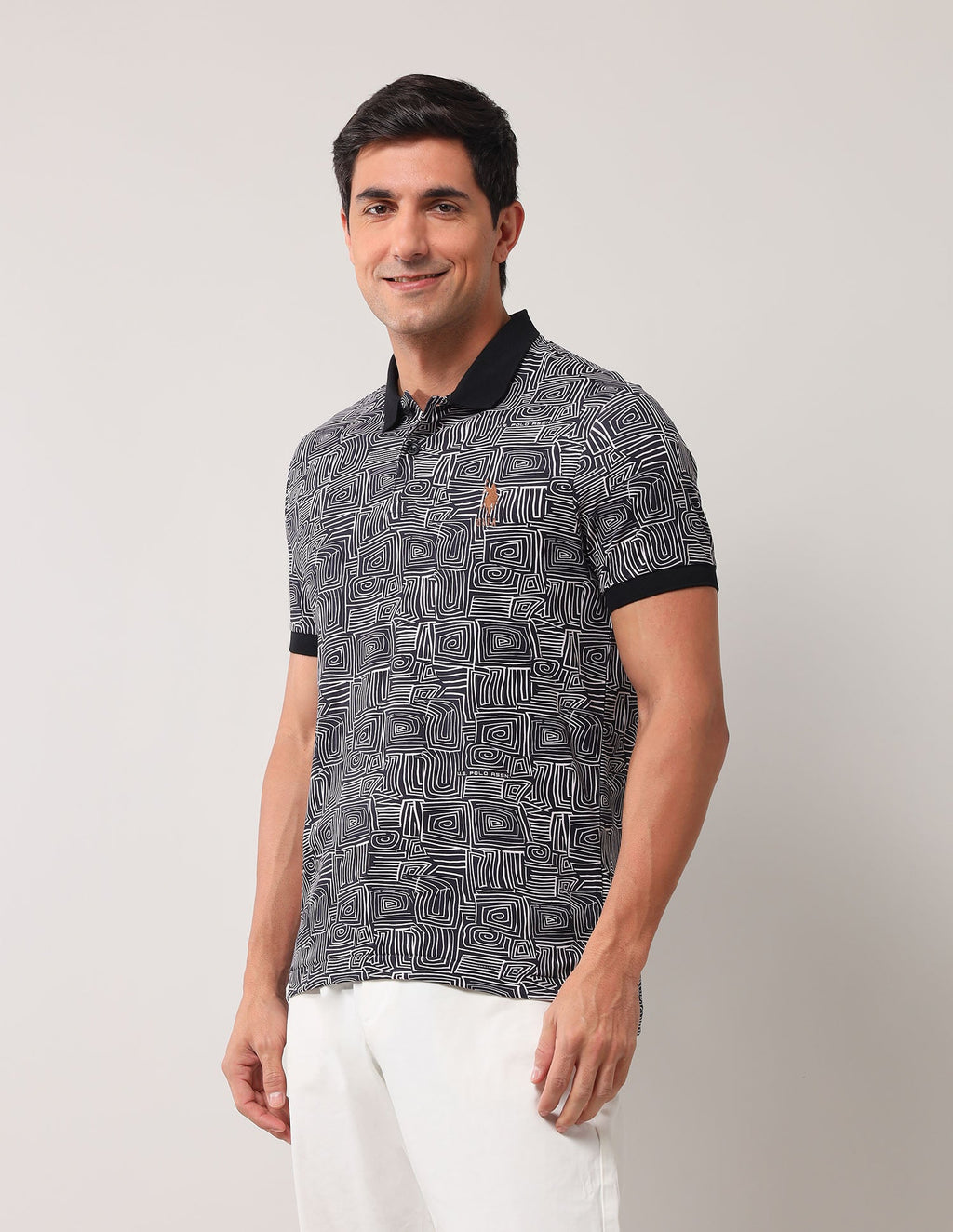 Abstract Printed Pure Cotton Polo Shirt