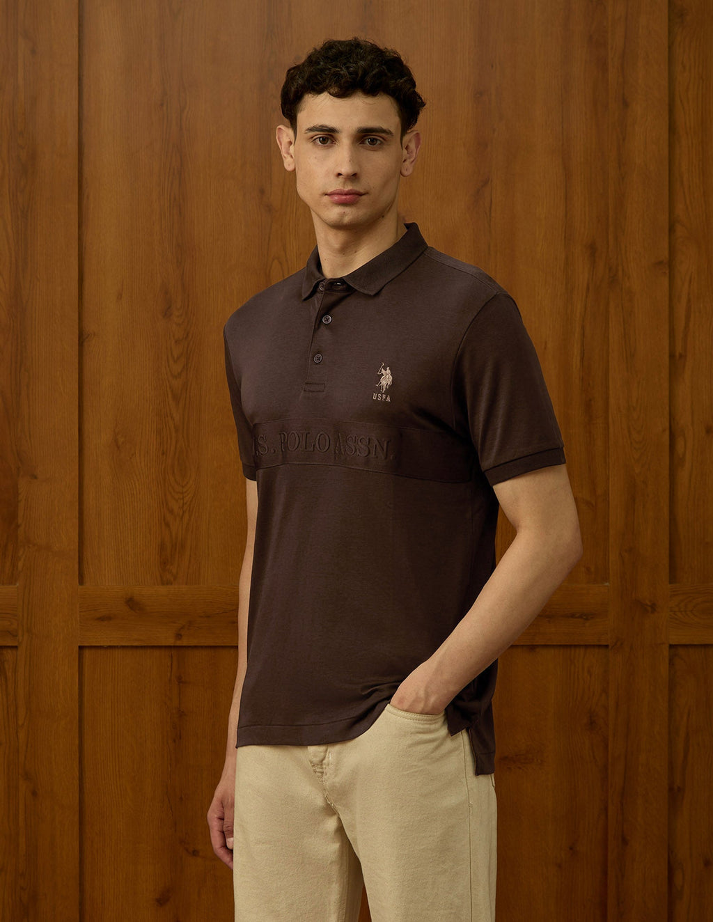 Brand Embroidered Varsity Polo Shirt