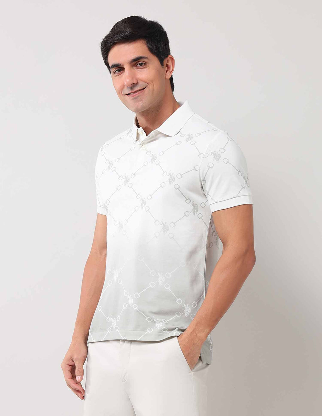 Brand Printed Muscle Fit Polo Shirt