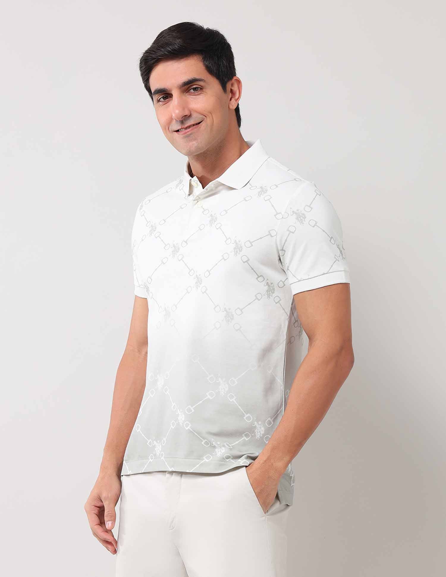 Brand Printed Muscle Fit Polo Shirt